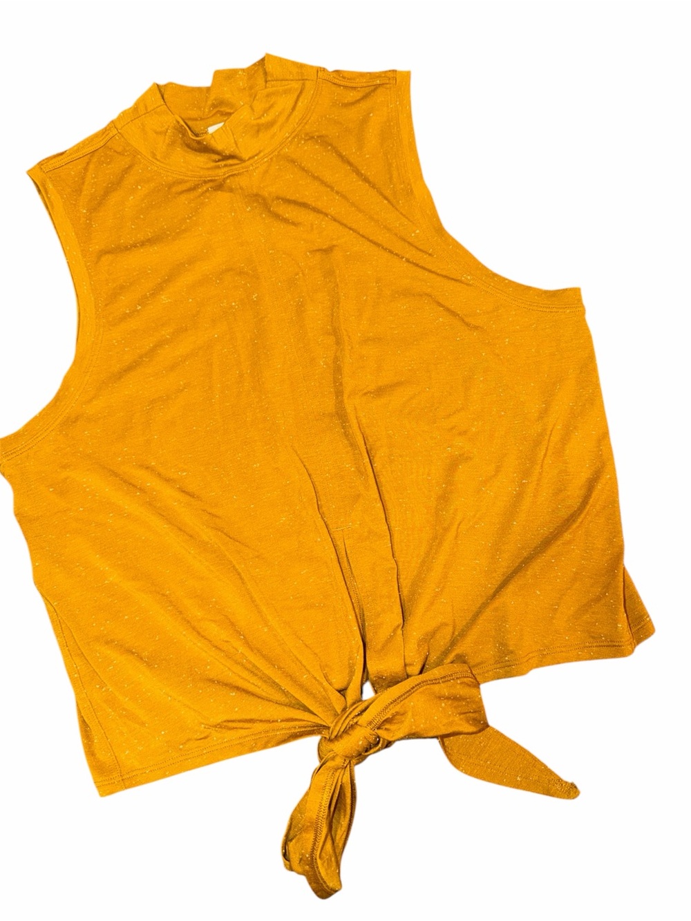 Lululemon Time To Restore Mock Neck Tank Top Tie Front Yellow Spiced Bronze